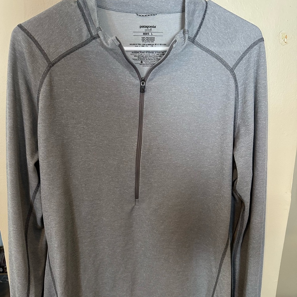 Patagonia Men's Large Capilene 2 Lightweight Quarter Zip Pullover Gray
